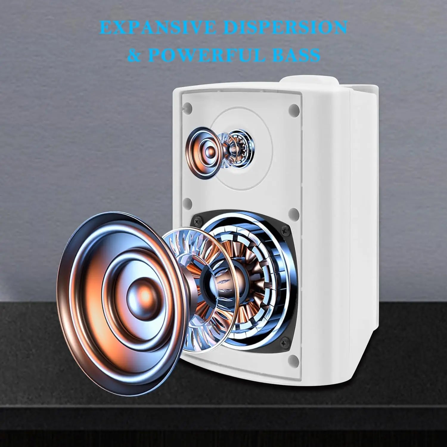 Herdio 2PCS 4'' Passive Indoor Outdoor Speakers With 200W Powerful Bass Expansive Stereo Sound Coverage All-Weather Durability