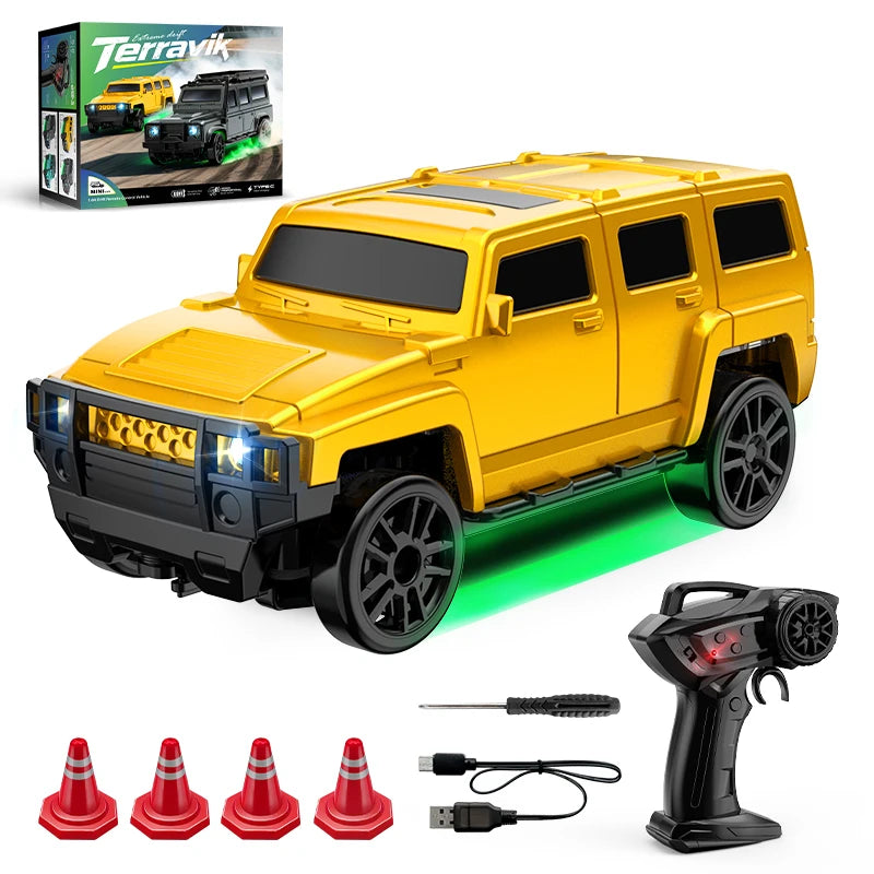 1/64 2.4G Desktop Mini High Speed Drift Car 4WD Remote Control Full Proportion Racing Car Toy GTR Race Model Boy Toy Gift