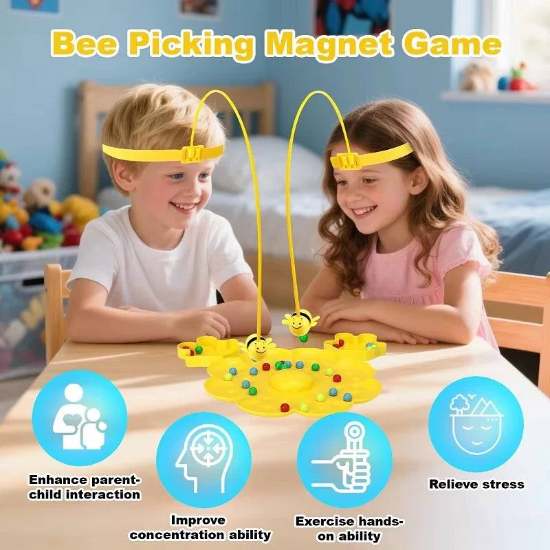 Bumble Bee Magnetic Toy Funny Family Board Games Montessori Interactive Fishing Sorting Game for Kids and Adults  2‑4 Player