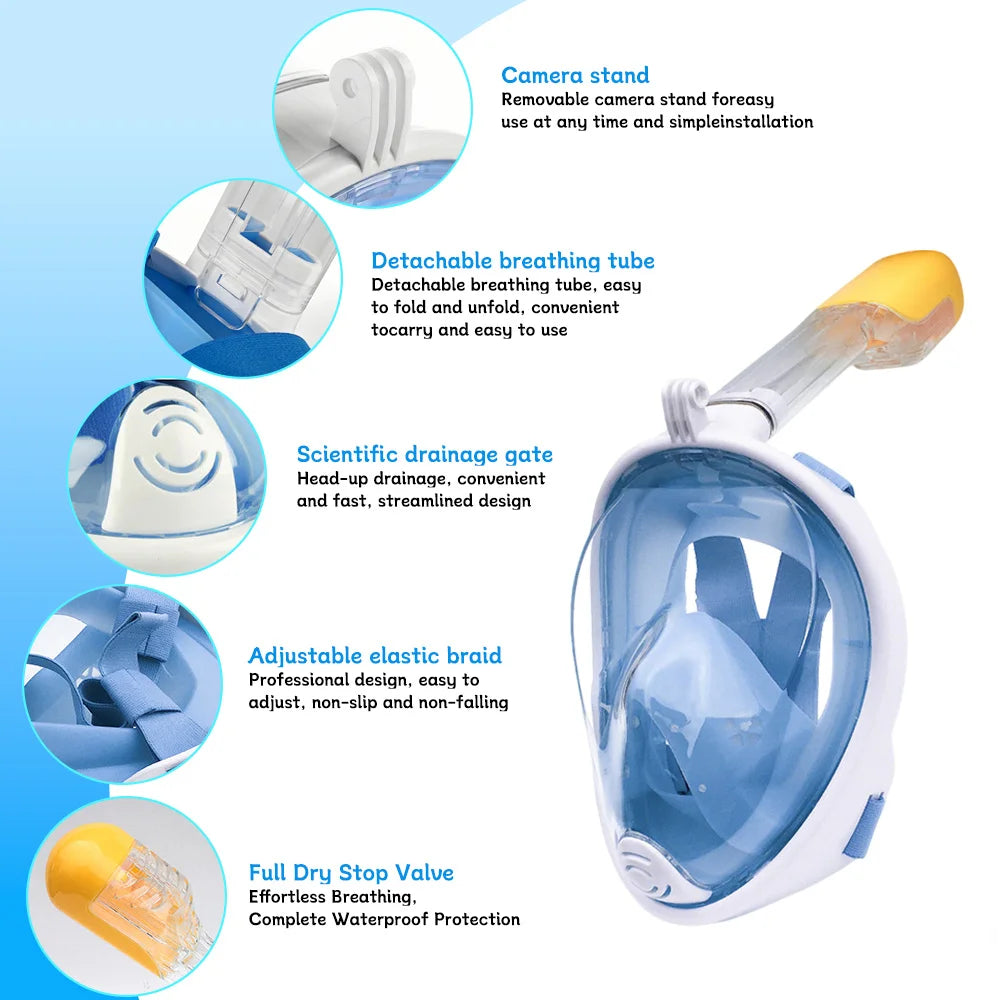 Underwater Scuba Anti Fog XIAOTREE Full Face Diving Mask Snorkeling Respiratory Masks Safe Waterproof Swimming Equipment