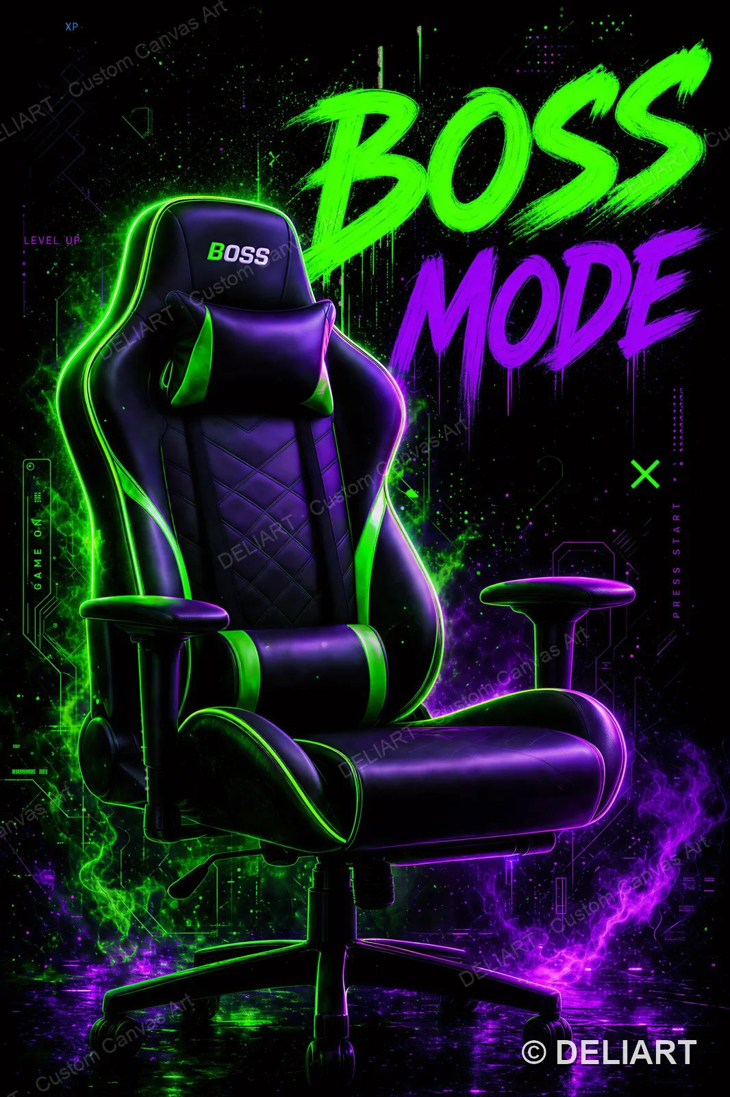 1 & 3 PCS Set Neon Gaming Posters Canvas Wall Art Print Gamepad Gamer Room Decor Esports Gift for Boys Teens Unframed