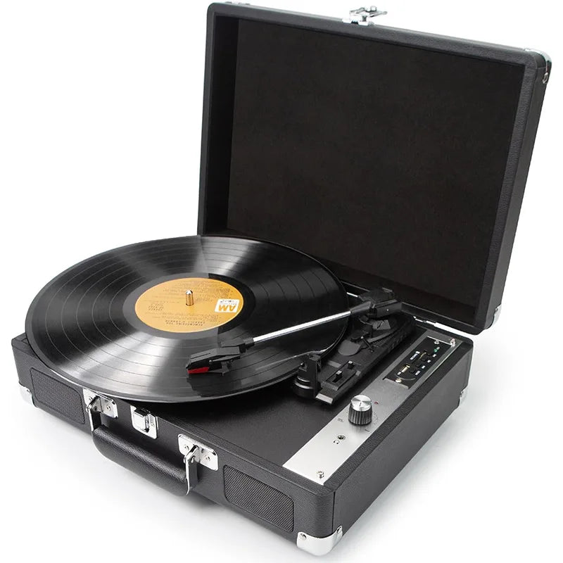Retro portable vinyl record player, Bluetooth/USB/TF playback, suitable for family gatherings, outdoor camping, party gifts