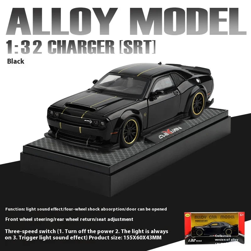 Dodge Challenger Hellcat Toy Car for 1: 32 Scale Die Cast Metel Cars Toy Pull Back Hellcat Model Cars With Sound and Light Hellc