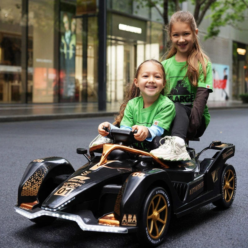 Hot Sale 2-seater F1 kids e-go-kart | 12V , e-bike/scooter-like, Parent-controlled (Safe), Parent-kid Fun, fit for Parks