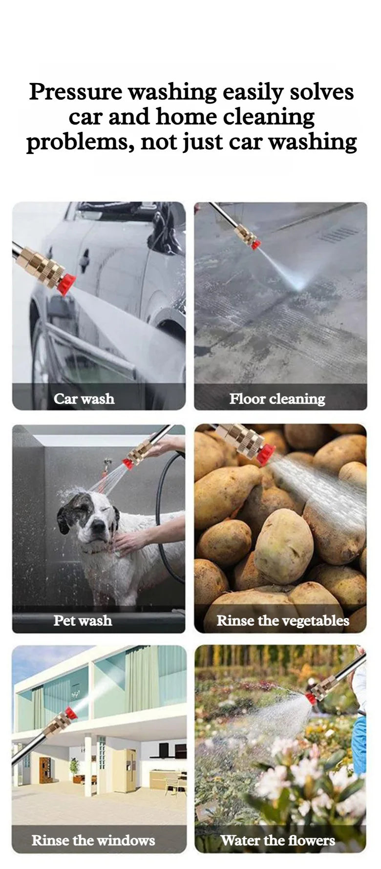 EU Plug High Pressure Electric Washer High Power Household Multifunction Wireless Car Washer for Car&Floor Washing Cleaning Tool