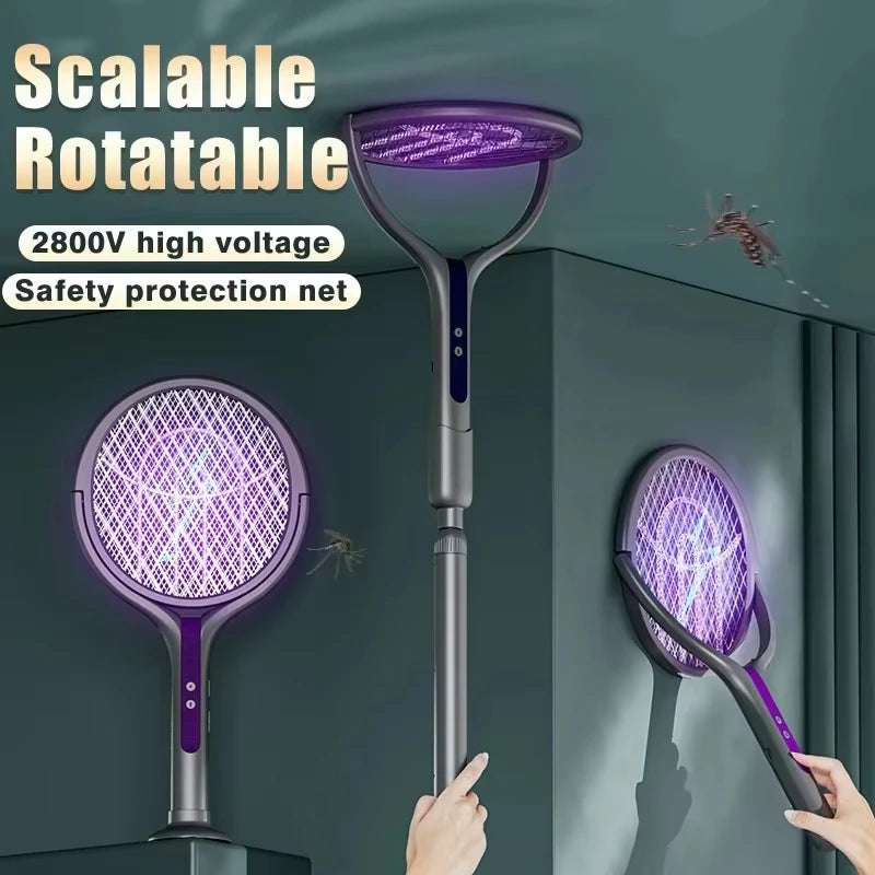 Automatic Mosquito Swatter, Telescopic, Rotatable Mesh For Wider Coverage, USB Charging, Fast, Long Standby Time