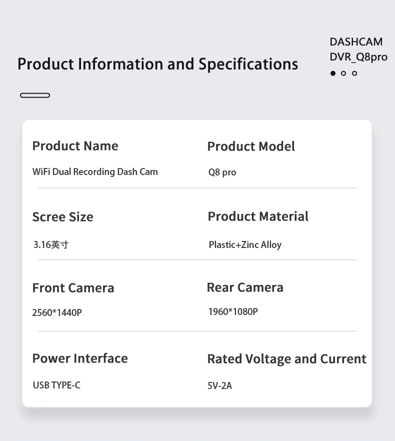 Dash Cam UHD 2K for Car Camera Night Vision With GPS WiFi 24h Parking Loop Record 2K Front 1080P Rear Dual Lens Driving Recorder