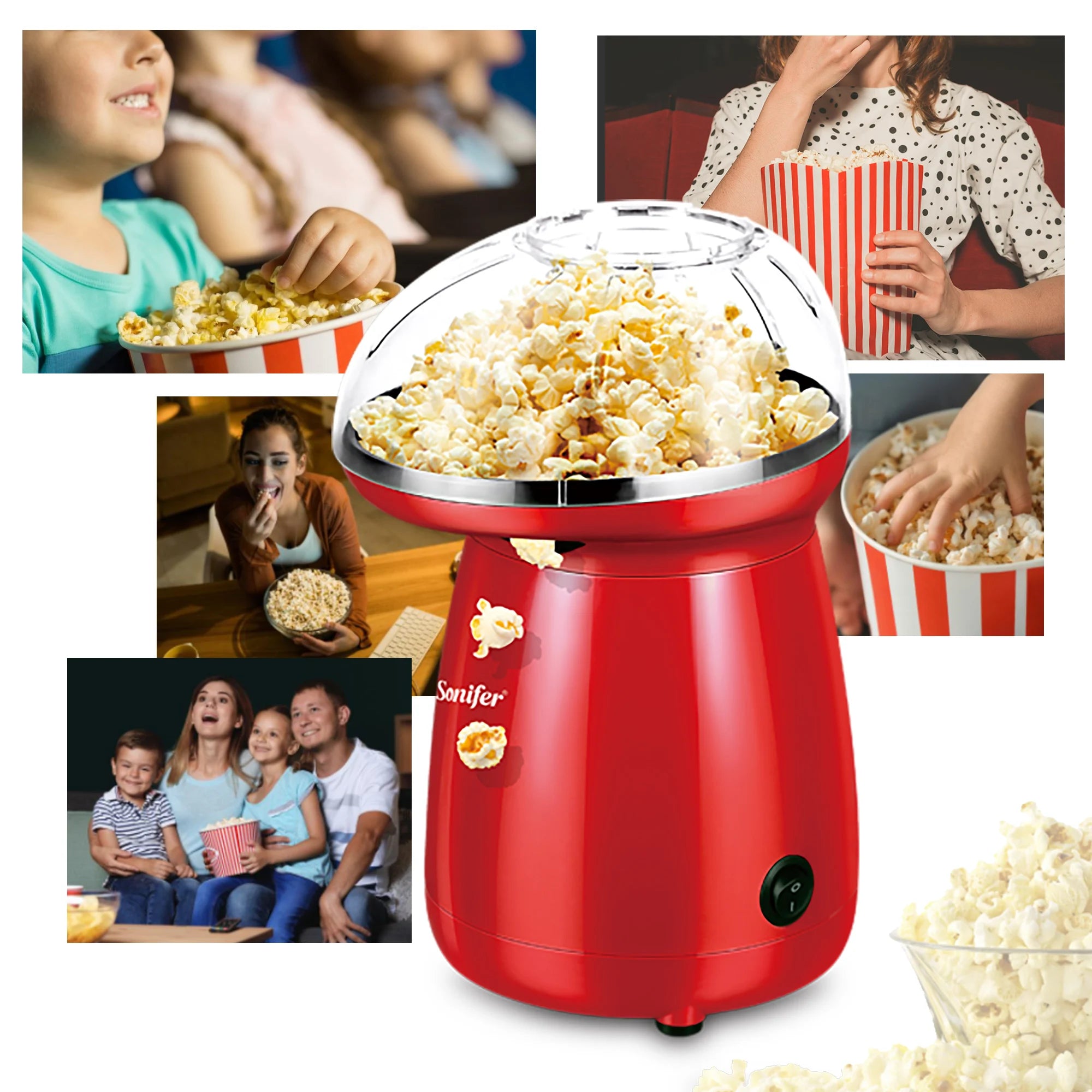 Enjoy healthy and delicious popcorn at home with this hot air oil-free popcorn maker—perfect for a guilt-free snack!