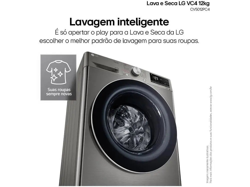 LG 12kg Smart VC4 CV5012PC4 with Artificial Intelligence Hot and Cold Water Silver-220V