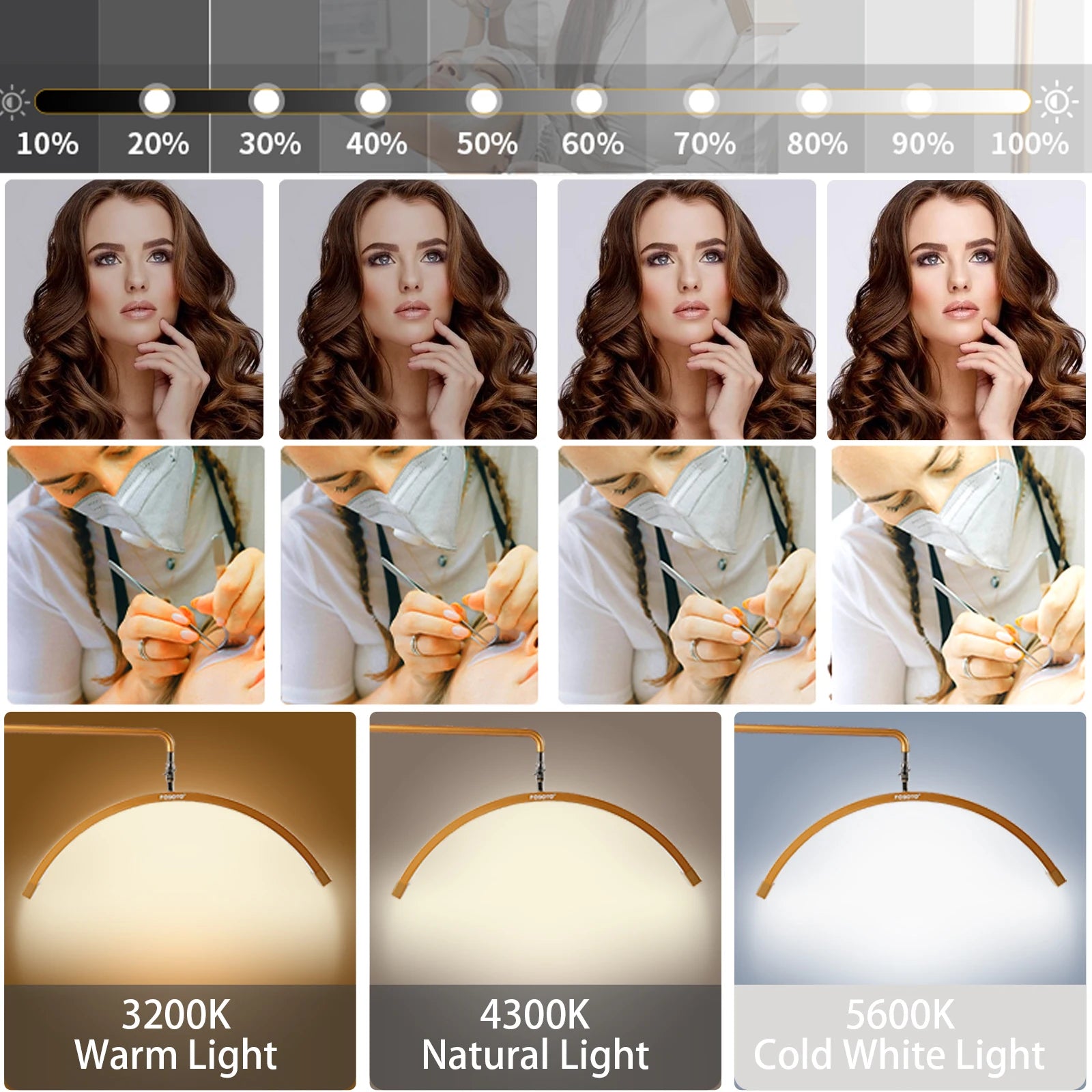 Fosoto Fashion Arc Photography Lamp LED Half-Moon Shaped Light Led Video Lash Light With For Beauty Eyelash Tattoo Makeup