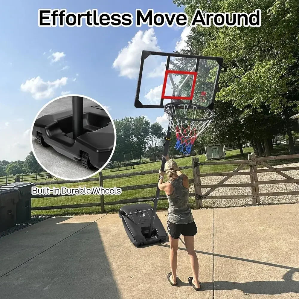 Adjustable Height Portable Basketball Hoop for Kids, Teens, and Youth - Suitable for Outdoor, Backyard, Driveway, Indoor Play wi