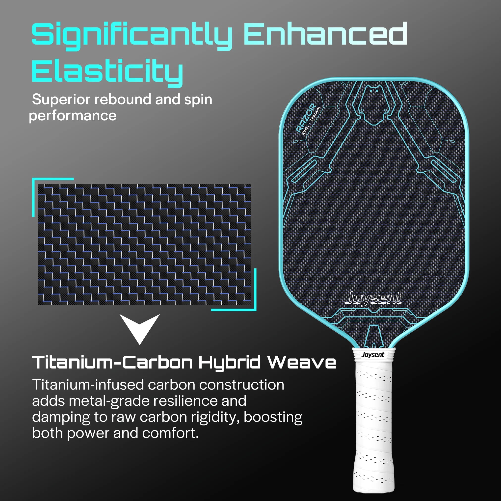 Joysent Pickleball Paddle Titanium Carbon Fiber Weave Surface Pickleball Racket For Spin&Control 16mm PMI Gen4 Core Thermoformed
