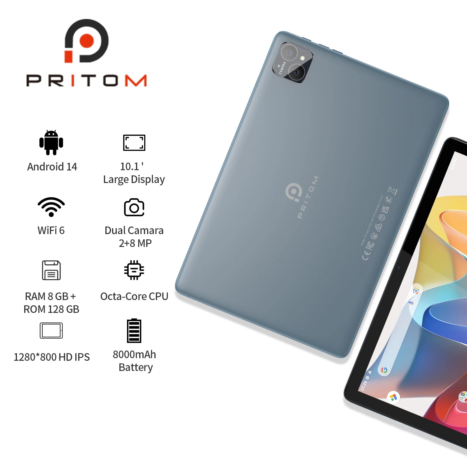 Stay productive and connected with this 10-inch Android 14 tablet—powered by an octa-core processor, 8GB RAM (4GB + 4GB expandable), 128GB storage, 5G & WiFi connectivity. Includes keyboard, mouse, and protective case for versatile use!