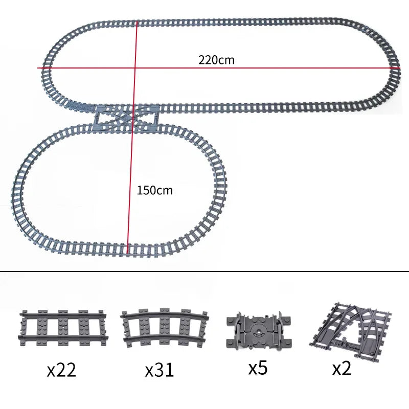 DIY Train Track Combination MOC Railroad Bridge Building Blocks Cross Track Bricks Toys Rail Car Scene Compatible With LEGO