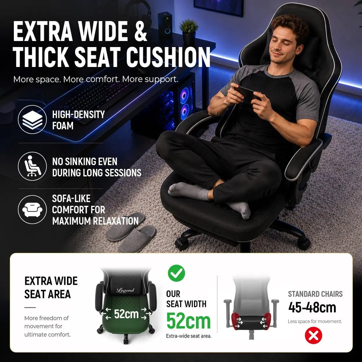 Gaming Chair for Adults with Footrest, Ergonomic Computer Chair, 330 lb