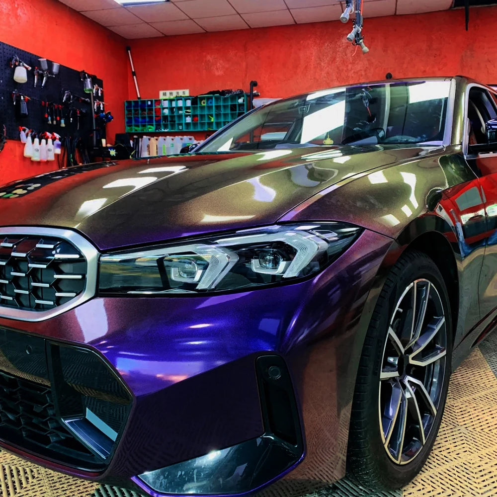 PET Diamond Purple&Gold Car Vinyl Film PVC Waterproof Scratch Resistant Sticker Motorcycle Auto Body Exterior Decoration Film