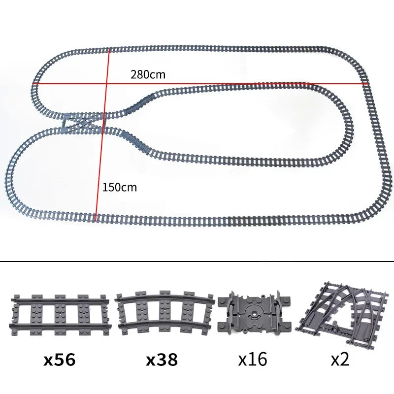 DIY Train Track Combination MOC Railroad Bridge Building Blocks Cross Track Bricks Toys Rail Car Scene Compatible With LEGO