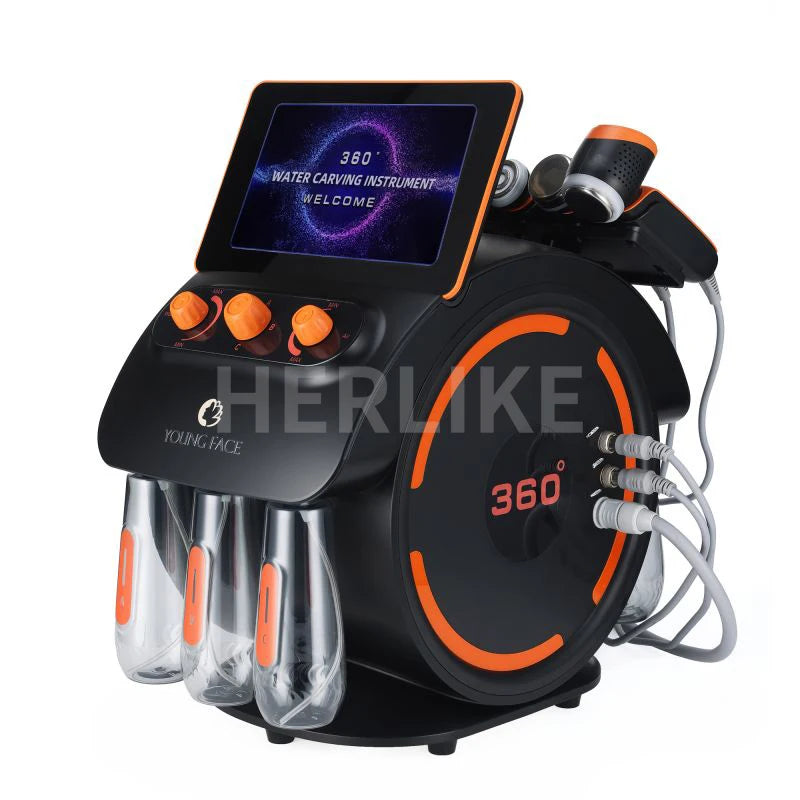 Experience professional skincare with this portable 6-in-1 H2O2 small bubble oxygen facial machine. Improve skin hydration, exfoliate with microdermabrasion, and promote a fresh, glowing complexion with this versatile device!