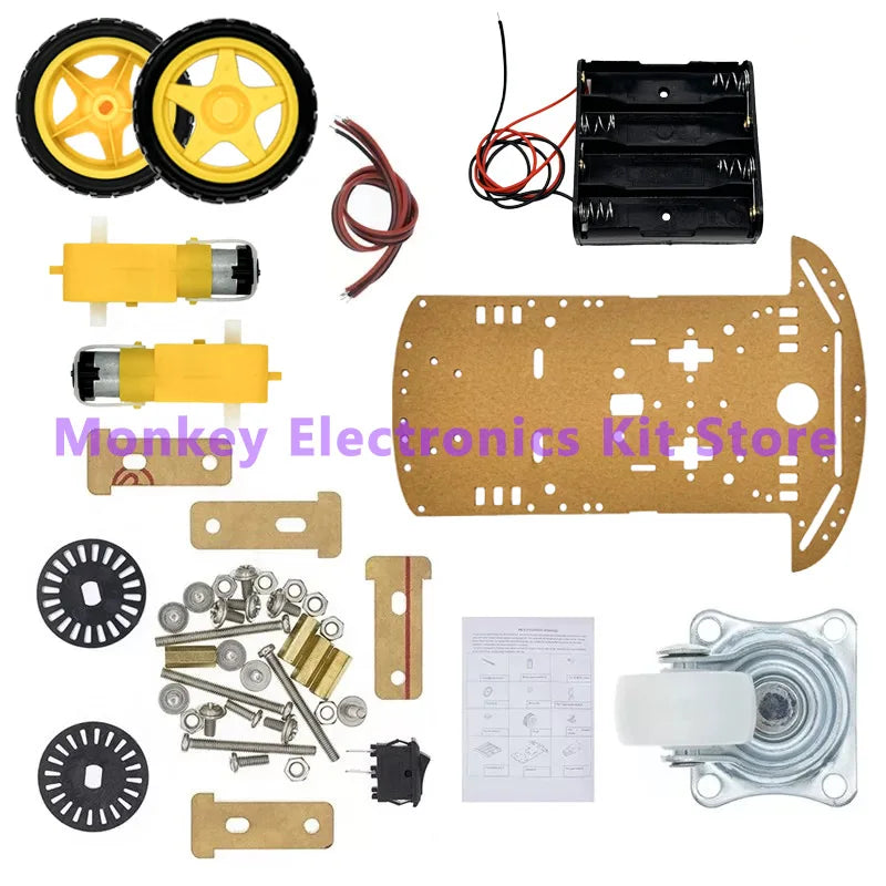 Electronic Smart Car Kit 4WD Smart Robot Car Chassis Kits Car With Speed Encoder and Battery Box Diy Kit for arduino R3 Board