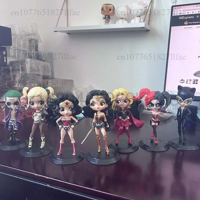 Qposket Harley Quinn Joker Cat Women Wonder Women Action Figure Toys Gift Doll Cake Decoration Birhtday Present For Children