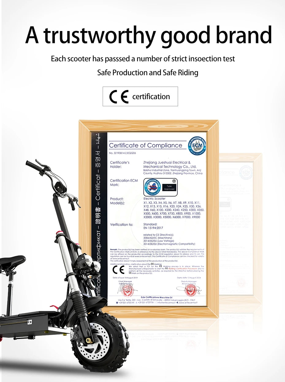 6000W Electric Scooter for Adults 85KM/H Max Speed Dual Motor 11" Off Road Tire E Scooter 30AH Lithium Battery Shock Absorption