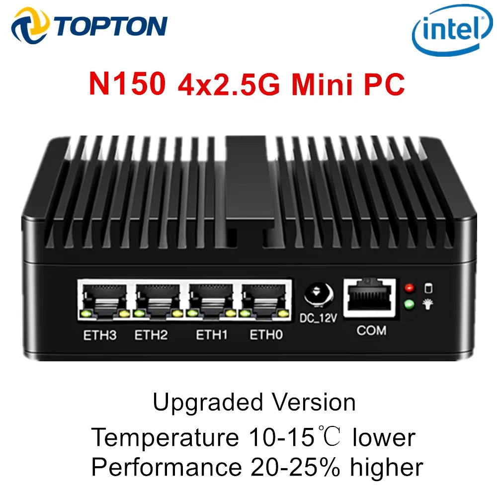 Topton 12th Gen Intel Twin Lake N150 Soft Router N5105 N6415 N6210 4*2.5G LAN Fanless Mini PC pfSense Firewall Appliance AES-NI