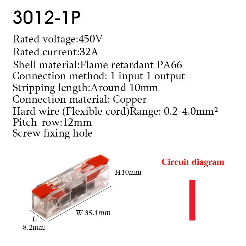 Make wiring a breeze with this compact LED wire connector terminal—quick press type, 2-12 pin screw fixing, and easy push-in design for fast electrical docking!