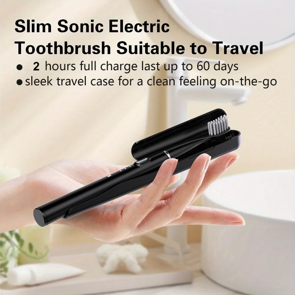 Keep your smile fresh on the go with this portable USB rechargeable electric toothbrush—comes with 6 replaceable brush heads for lasting clean and convenience!
