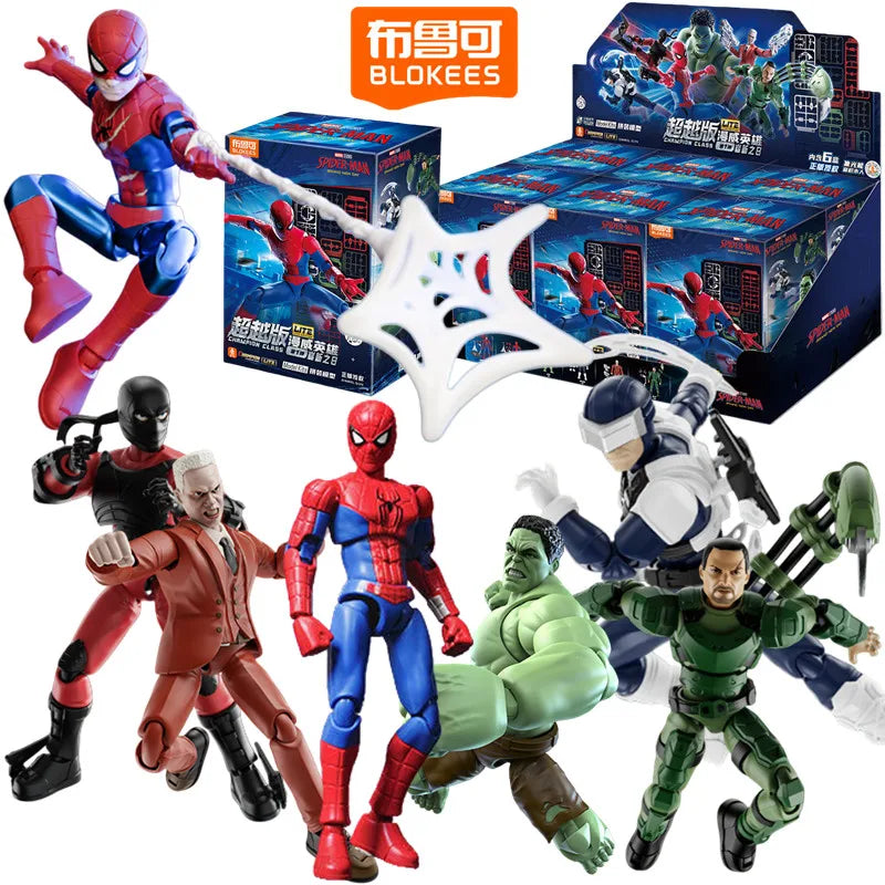 BLOKEES Spider-Man: Brand New Day‌ Gwen Stacy Venom‌ Doctor Octopus Miles Morales Hulk Anime Figure Model Blind Box Toys Gifts