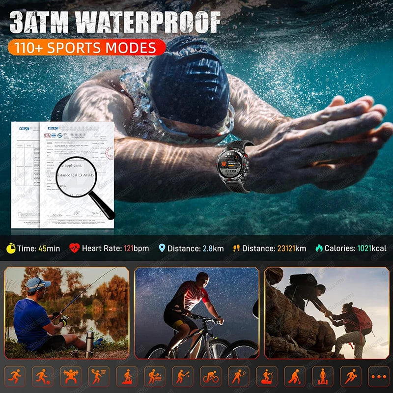 HT37 T-Rex 3 Pro Military GPS Smart Watch Waterproof Dual-band GNSS Compass Altimeter Swim 170 Sports Mode Watch with Flashlight