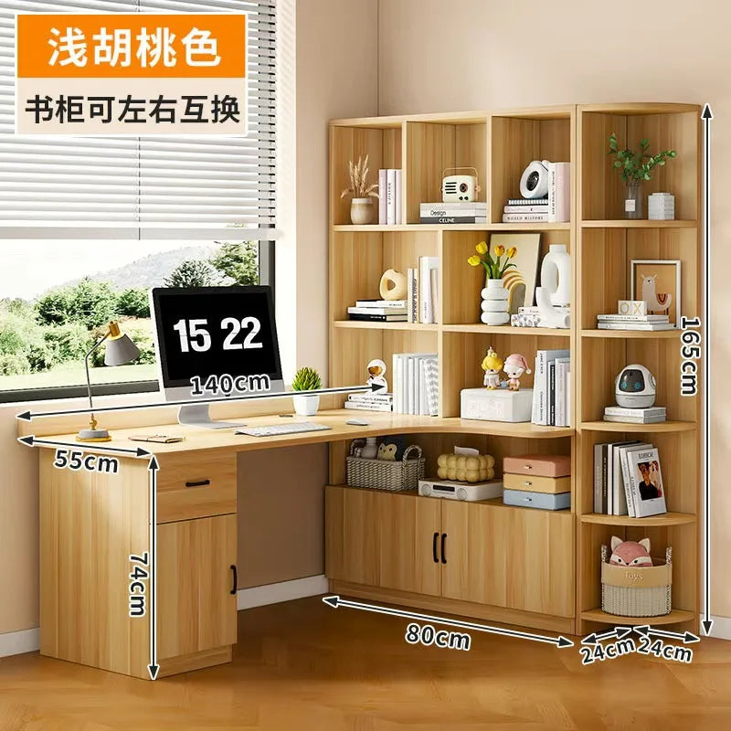L Shaped Desk with 3 Drawers Corner Computer Desk with Power Outlets Large Storage L-Shaped Desk with Cabinet & Printer Stand