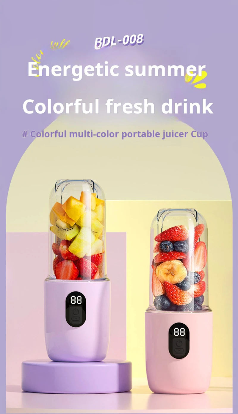 Blend on the go with this portable, USB rechargeable cordless mini juicer mixer—perfect for fresh smoothies anytime, anywhere!