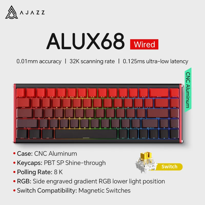 AJAZZ AK680 MAX Magnetic Switch Mechanical Keyboard 60% Rapid Trigger 0.01mm 8K/1K Return 68 keys Wired/Wireless Gaming Keybaord