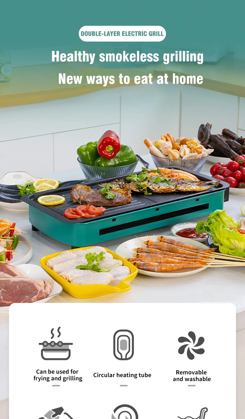 Multifunctional Electric Baking Tray Koekenpan Niet-Plakkerige Grill Geroosterde Pan Fornuis Barbecue Keuken Tool 220V