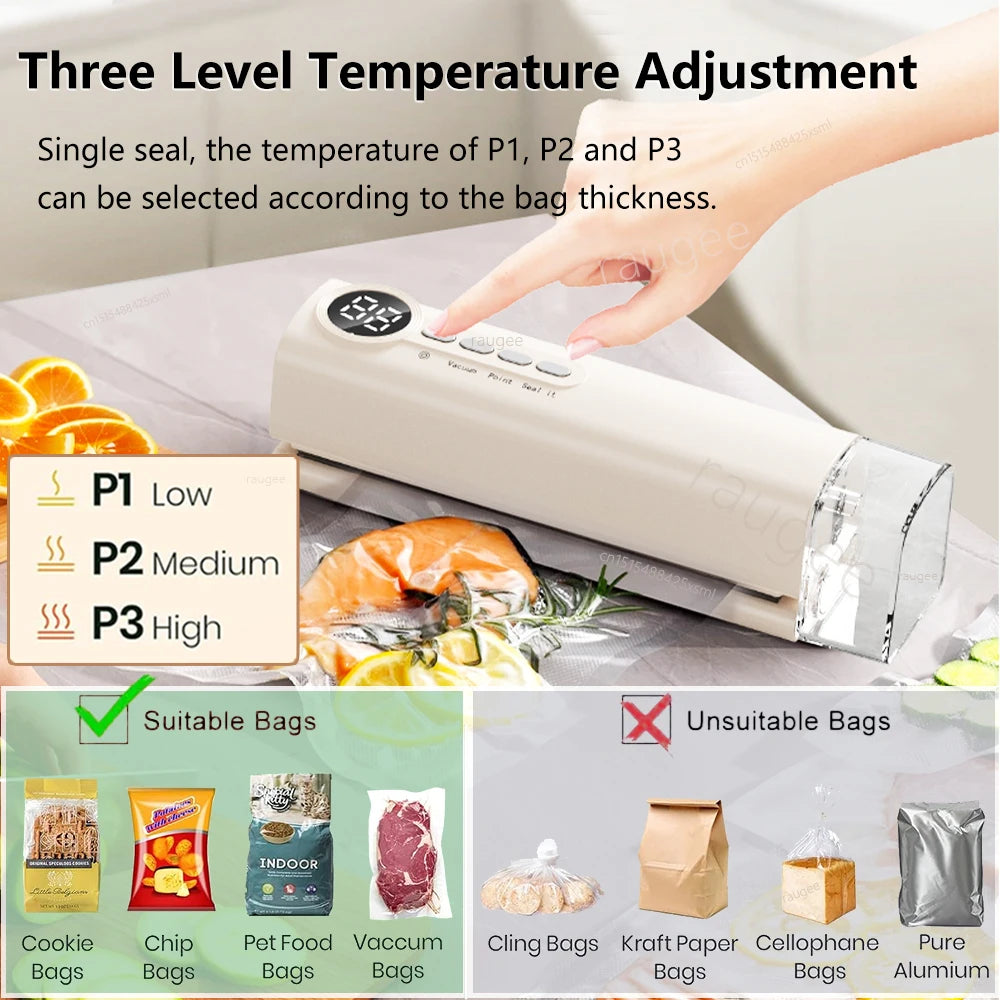 Food Vacuum Sealer Vacuum Packaging Machine Automatic Household Plastic Bag Sealer Food Vacuum Sealing Machine with Sealing Bags