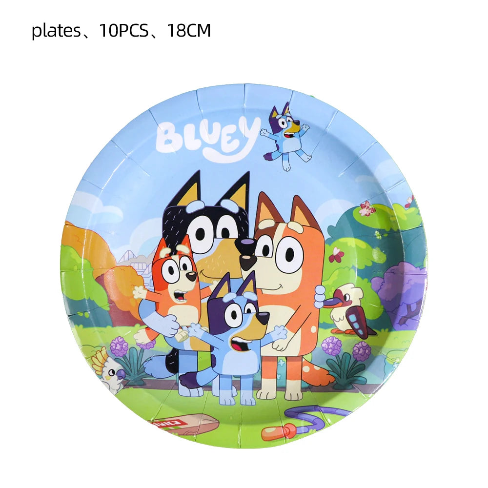 Blue dog Birthday Party Supplies Goodie Bag Stuffers Fillers Tableware Plates Cups Napkins Tablecloth Party Favor Decorations