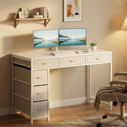 47 Inch Office Desk with Storage, Computer Desk with 6 Drawers, Wood Writing Desk for Home Office, Bedroom, Gaming, Study