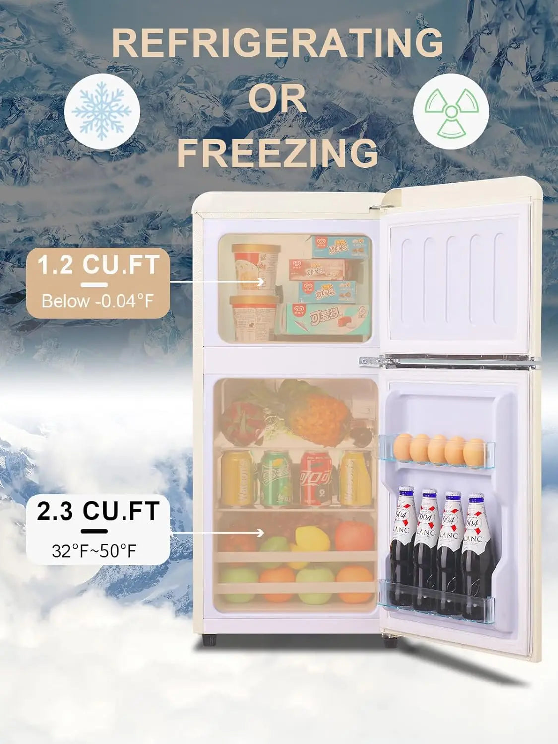 Mini Fridge with Freezer (Retro Design)