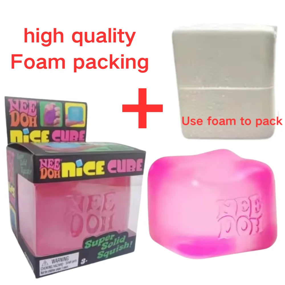 NeeDoh Nice Cube Squishy Stress Soft Stretchy Sensory Fidget Toy for Anxiety Relief ADHD Focus Stress Relief for Adults Kids