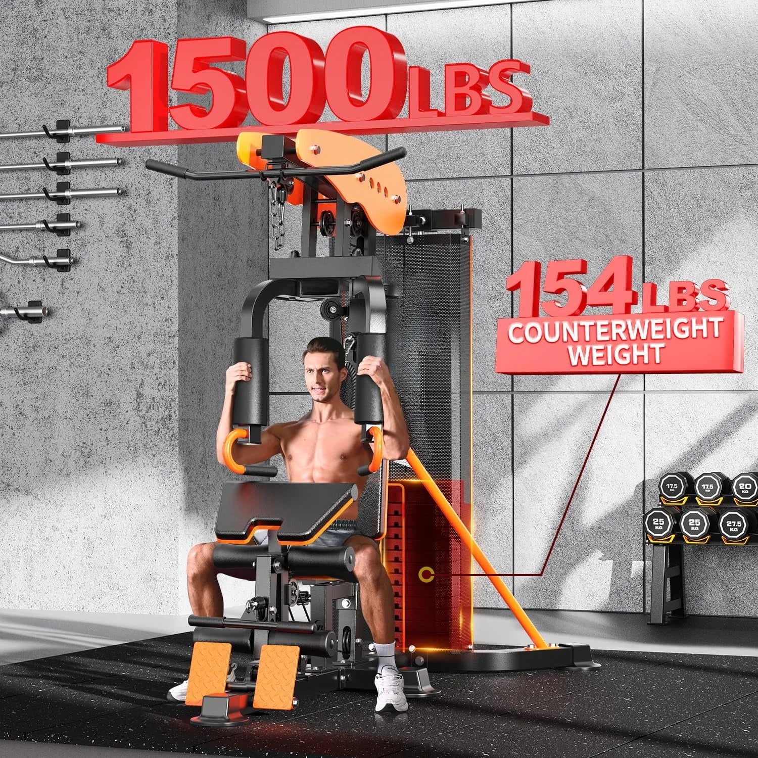 Multi-Function Home Gym Workout Station, Featuring a Pulley System, arm Trainer, and Leg Trainer for Full-Body, Customized
