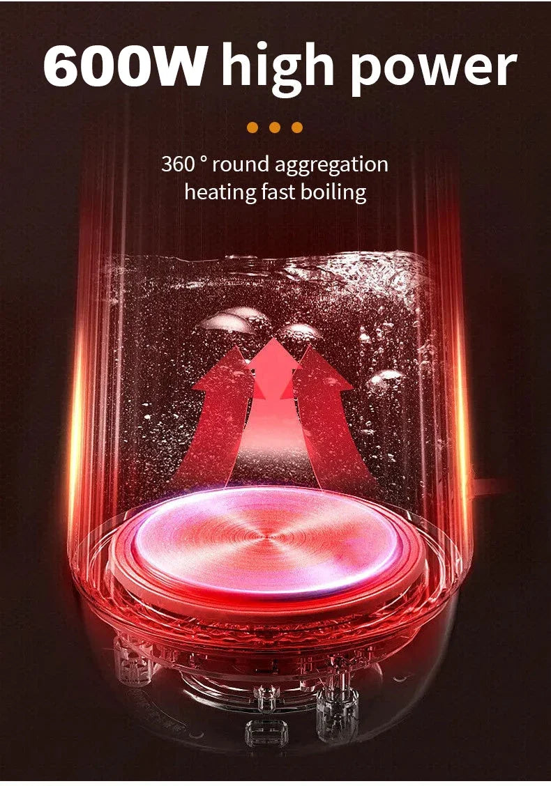 Portable 500ML Travel Electric Kettle Tea Coffee Stainless Steel Water Boiler Pot For Hotel Family Travel kitchen Smart kettle