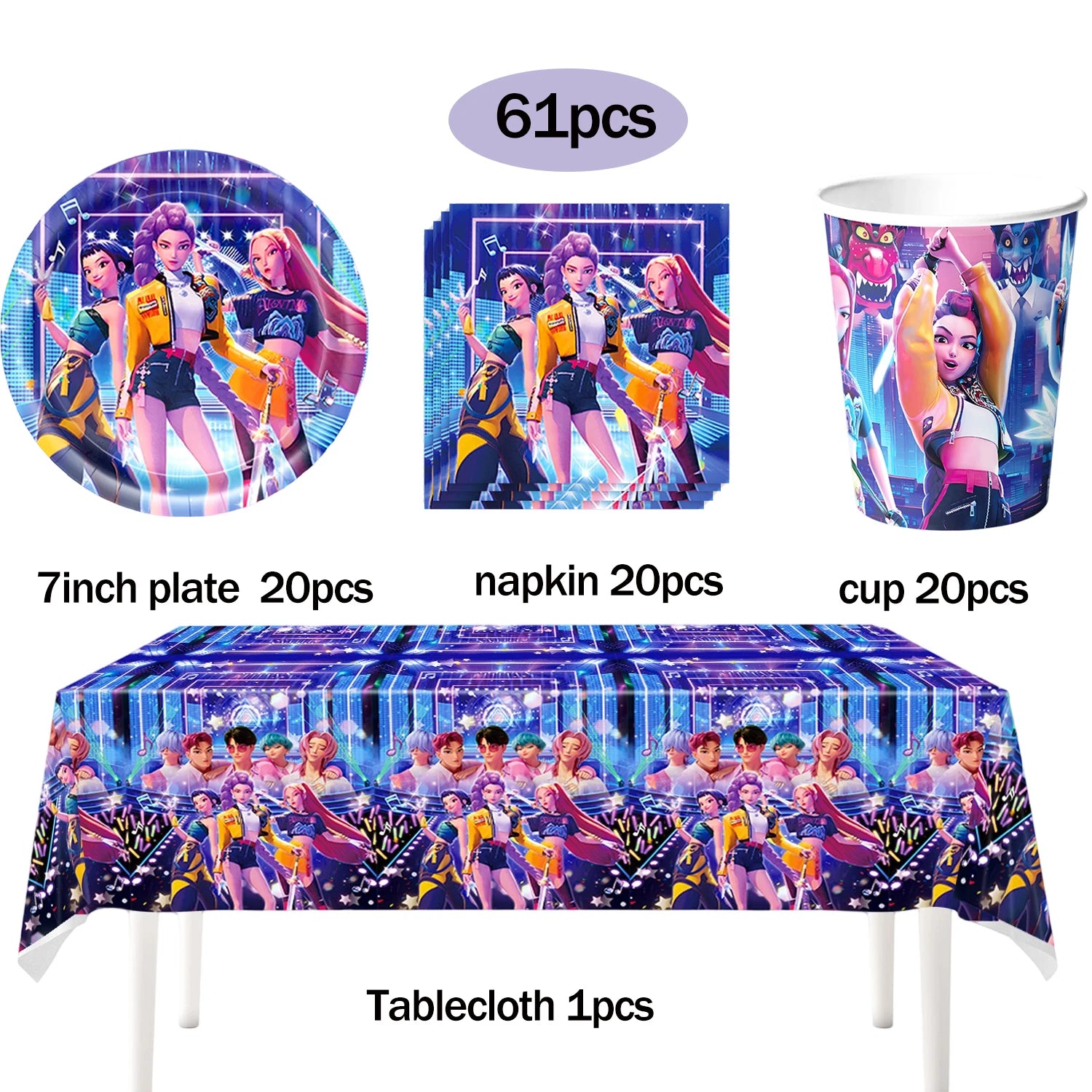 Hot K-Pop Birthday Party Decoration Set Kids Tableware Balloons Cups Plates Napkins Cake Topper Banner Gift Bag - Party Supplies