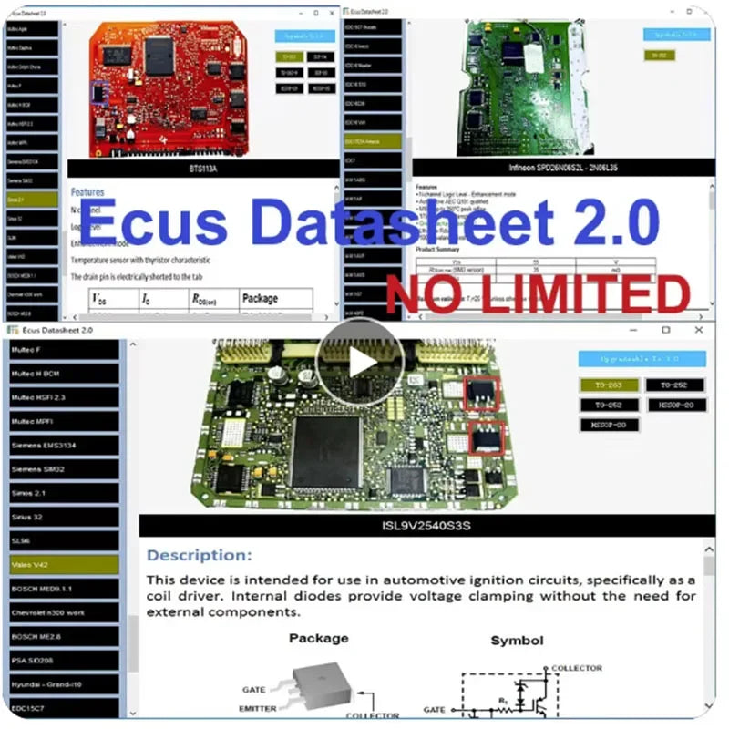 Ecus Datasheet 2.0 ECU Repair Software PCB Schematics with Electronic Components of Car ECUs and Additional Information