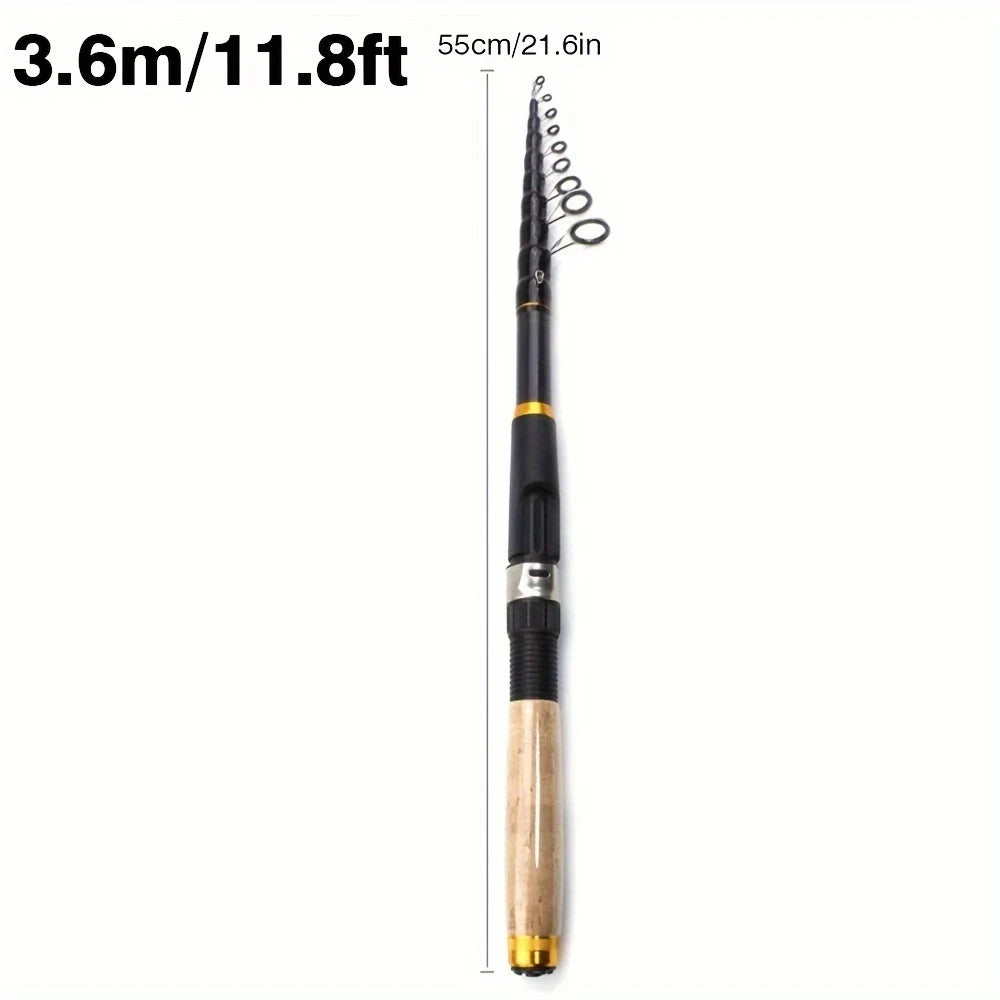 Fishing rod Portable carbon fiber telescopic with cork-like handle travel rotating rod 1.8 M /5.9FT to 3.6M /11.8 FT