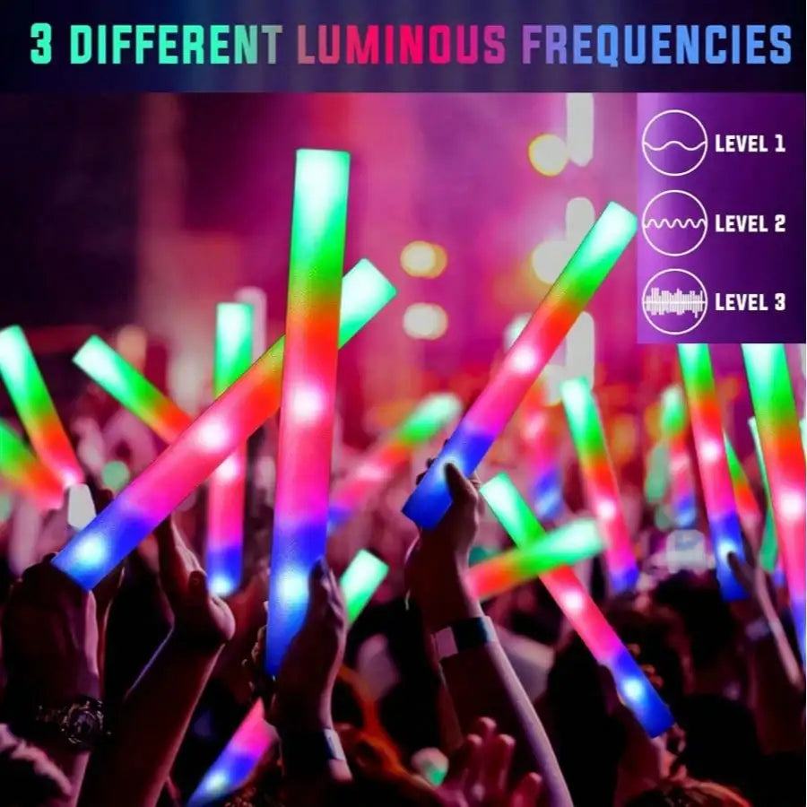 Glow Party Supplies Neon Party 100 PCS LED Glasses And Foam Glow Sticks Combo Bulk Light Up Shutter Glasses Bracelets For Birthday Wedding Concert Rave Valentine Christmas Party Favors Glow In The Dark Party Decor