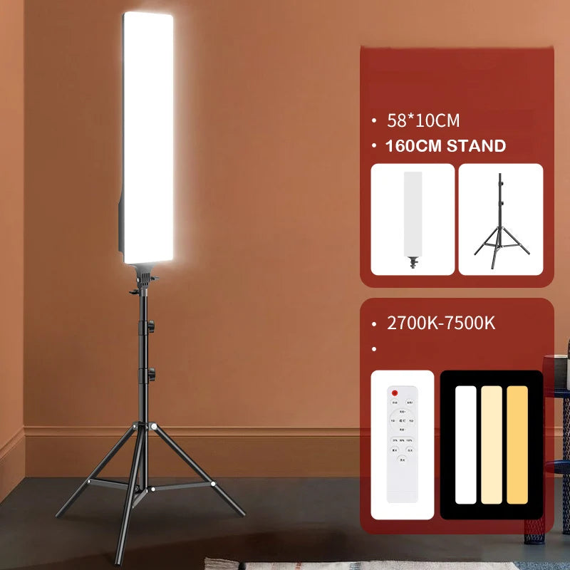 Big Size Fill Lamp Light Photo Studio LED Video Panel Photography Lighting With Tripod Stand Long Arm EU Plug For Live Stream
