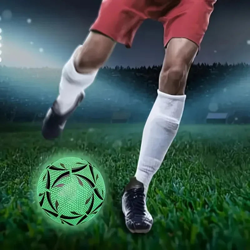 ..1Pro Size 5 Soccer Ball - Durable, Machine-Sewn & Glow-in-the-Dark Design for All-Weather Play..
