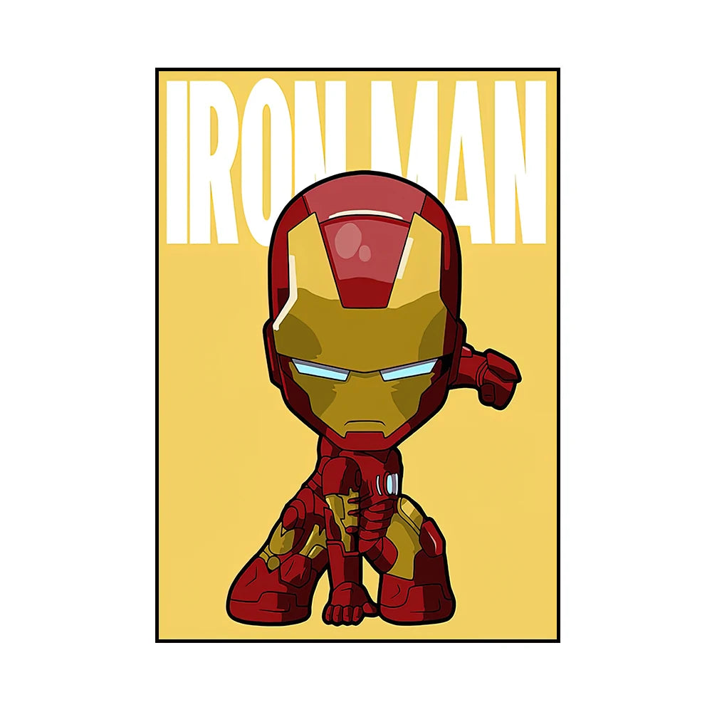 Frameless Marvel Superhero Wall Art Posters SpiderMan Iron Man Avengers Cartoon Canvas Painting Print Modern Kid Room Home Decor