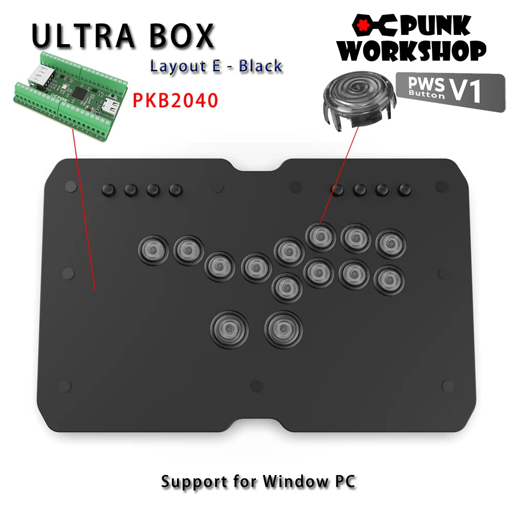 Punk Workshop Mini HitBox SOCD Fighting Stick Controller Newest Version Support Switch/PC (Windows®11 / 10) Handle Fight Console
