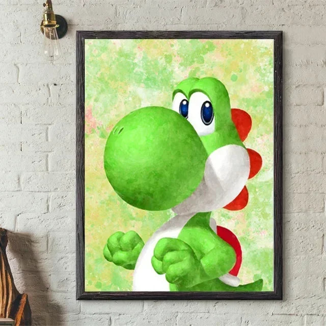 Super Marios Bros Poster Anime Luigi Yoshi Room Wall Canvas Painting Posters Kawaii Background Decoration Art Wall Pai